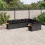 Set de sofás de jardín 8 piezas y cojines ratán sintético negro en Conjuntos de jardín | Comprar online en Foru.es