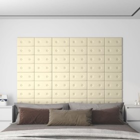 Paneles de pared 12 uds cuero sintético crema 30x15 cm 0,54 m² de , Recubrimiento de paredes - Ref: Foro24-343968, Precio: 19...