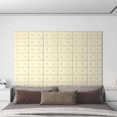 Paneles de pared 12 uds cuero sintético crema 30x15 cm 0,54 m² de , Recubrimiento de paredes - Ref: Foro24-343968, Precio: 19...