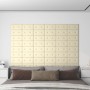 Paneles de pared 12 uds cuero sintético crema 30x15 cm 0,54 m² de , Recubrimiento de paredes - Ref: Foro24-343968, Precio: 19...