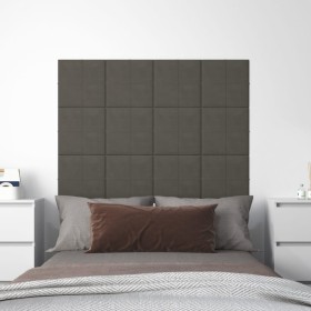 Paneles de pared 12 uds terciopelo gris oscuro 30x30 cm 1,08 m² de , Recubrimiento de paredes - Ref: Foro24-344043, Precio: 3...