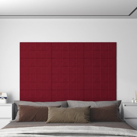 Paneles de pared 12 uds terciopelo rojo tinto 60x30 cm 2,16 m² de , Recubrimiento de paredes - Ref: Foro24-344088, Precio: 45...