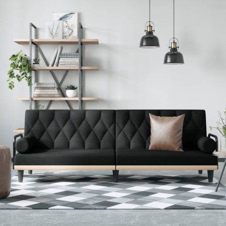 Sofá cama con reposabrazos tela negro de , Sofás - Ref: Foro24-351939, Precio: 281,28 €, Descuento: %