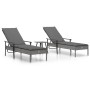 Tumbonas 2 unidades con mesa y cojines ratán sintético gris de , Conjuntos de jardín - Ref: Foro24-362808, Precio: 350,75 €, ...