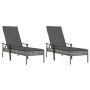 Tumbonas 2 unidades con mesa y cojines ratán sintético gris de , Conjuntos de jardín - Ref: Foro24-362808, Precio: 350,75 €, ...