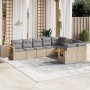 Set de sofás de jardín 9 pzas con cojines ratán sintético beige en Conjuntos de jardín | Comprar online en Foru.es