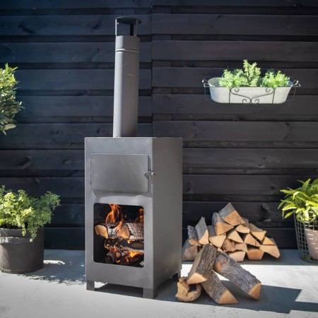 Esschert Design Estufa de terraza con horno de pizza negro de , Chimeneas - Ref: Foro24-444906, Precio: 267,40 €, Descuento: %