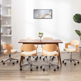 Sillas de comedor giratorias 4 uds madera curvada cuero crema de , Sillas de comedor - Ref: Foro24-3054933, Precio: 548,15 €,...