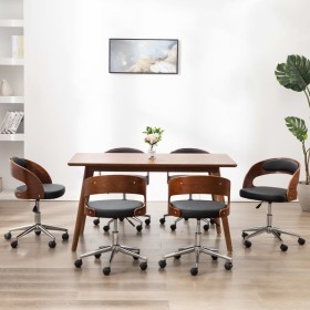 Sillas de comedor giratorias 6 uds madera curvada y cuero negro de , Sillas de comedor - Ref: Foro24-3054910, Precio: 854,16 ...