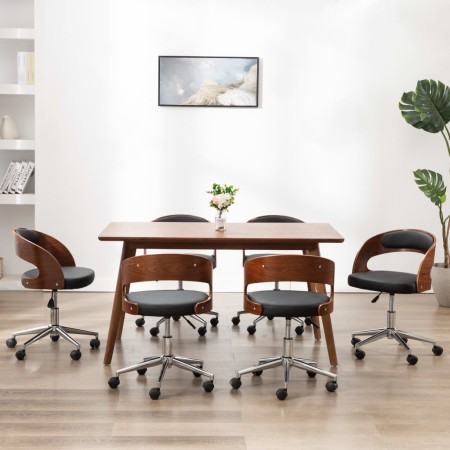 Sillas de comedor giratorias 6 uds madera curvada y cuero negro de , Sillas de comedor - Ref: Foro24-3054910, Precio: 854,16 ...