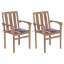 Sillas de jardín 2 uds madera teca con cojines a cuadros rojos de , Sillas de jardín - Ref: Foro24-3062221, Precio: 255,66 €,...