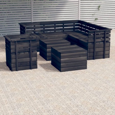 Muebles palets de jardín 8 pzas madera maciza pino gris oscuro de , Conjuntos de jardín - Ref: Foro24-3063760, Precio: 556,61...