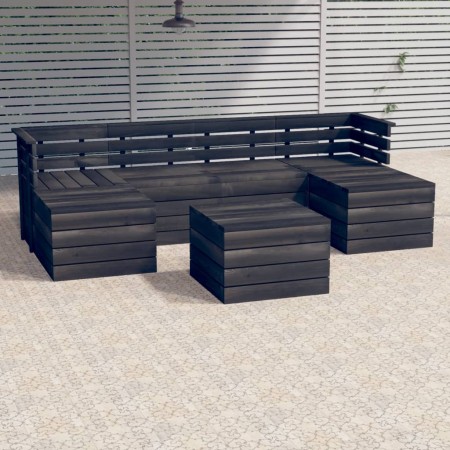 Muebles palets de jardín 7 pzas madera maciza pino gris oscuro de , Conjuntos de jardín - Ref: Foro24-3063755, Precio: 417,66...