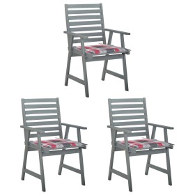 Sillas comedor de jardín 3 uds madera maciza acacia y cojines de , Sillas de jardín - Ref: Foro24-3064441, Precio: 290,35 €, ...
