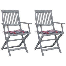 Sillas de jardín plegables 2 uds madera maciza acacia y cojines de , Sillas de jardín - Ref: Foro24-3064495, Precio: 127,30 €...
