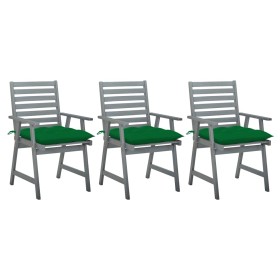 Sillas comedor de jardín 3 uds madera maciza acacia y cojines de , Sillas de jardín - Ref: Foro24-3064448, Precio: 288,28 €, ...