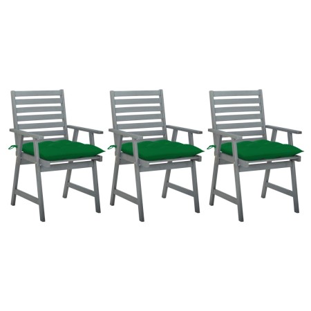 Sillas comedor de jardín 3 uds madera maciza acacia y cojines de , Sillas de jardín - Ref: Foro24-3064448, Precio: 288,28 €, ...