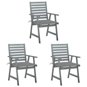 Sillas comedor de jardín 3 uds madera maciza acacia y cojines de , Sillas de jardín - Ref: Foro24-3064429, Precio: 310,14 €, ...