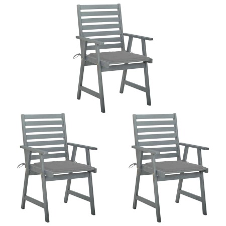 Sillas comedor de jardín 3 uds madera maciza acacia y cojines de , Sillas de jardín - Ref: Foro24-3064429, Precio: 310,14 €, ...