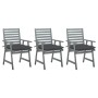Sillas comedor de jardín 3 uds madera maciza acacia y cojines de , Sillas de jardín - Ref: Foro24-3064443, Precio: 290,30 €, ...