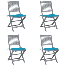 Sillas de jardín plegables 4 uds cojines madera maciza acacia de , Sillas de jardín - Ref: Foro24-3064567, Precio: 204,30 €, ...