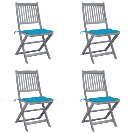 Sillas de jardín plegables 4 uds cojines madera maciza acacia de , Sillas de jardín - Ref: Foro24-3064567, Precio: 204,30 €, ...