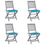 Sillas de jardín plegables 4 uds cojines madera maciza acacia de , Sillas de jardín - Ref: Foro24-3064567, Precio: 204,30 €, ...