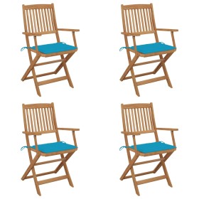Sillas de jardín plegables 4 uds y cojines madera maciza acacia de , Sillas de jardín - Ref: Foro24-3064621, Precio: 227,25 €...