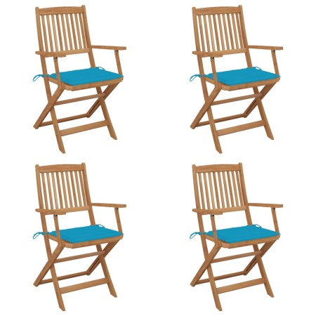 Sillas de jardín plegables 4 uds y cojines madera maciza acacia de , Sillas de jardín - Ref: Foro24-3064621, Precio: 227,25 €...