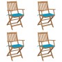 Sillas de jardín plegables 4 uds y cojines madera maciza acacia de , Sillas de jardín - Ref: Foro24-3064621, Precio: 227,25 €...