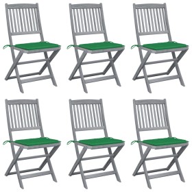 Sillas de jardín plegables 6 uds cojines madera maciza acacia de , Sillas de jardín - Ref: Foro24-3065439, Precio: 329,53 €, ...