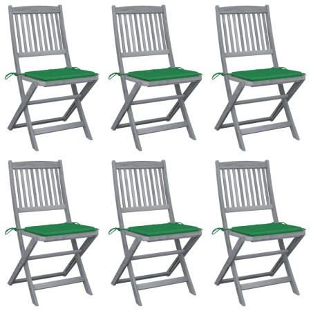 Sillas de jardín plegables 6 uds cojines madera maciza acacia de , Sillas de jardín - Ref: Foro24-3065439, Precio: 329,53 €, ...