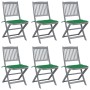 Sillas de jardín plegables 6 uds cojines madera maciza acacia de , Sillas de jardín - Ref: Foro24-3065439, Precio: 329,53 €, ...