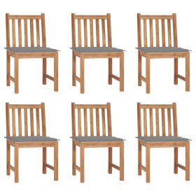 Sillas de jardín 6 unidades con cojines madera maciza de teca de , Sillas de jardín - Ref: Foro24-3073116, Precio: 679,37 €, ...