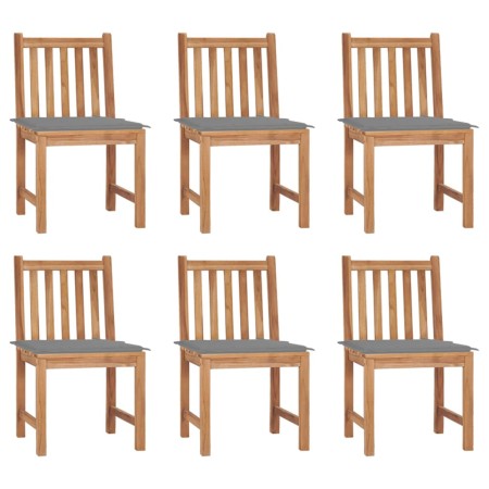 Sillas de jardín 6 unidades con cojines madera maciza de teca de , Sillas de jardín - Ref: Foro24-3073116, Precio: 679,37 €, ...