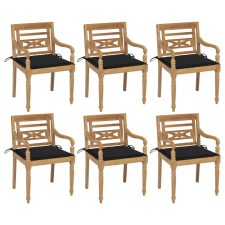 Sillas Batavia 6 unidades madera maciza de teca con cojines de , Sillas de jardín - Ref: Foro24-3073329, Precio: 752,23 €, De...