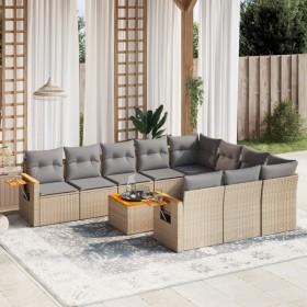 Set de sofás de jardín 11pzas con cojines ratán sintético beige en Conjuntos de jardín | Comprar online en Foru.es