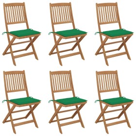 Sillas de jardín plegables 6 uds y cojines madera maciza acacia de , Sillas de jardín - Ref: Foro24-3074999, Precio: 313,96 €...