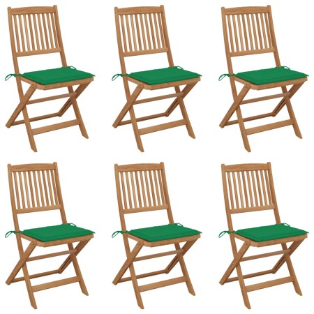 Sillas de jardín plegables 6 uds y cojines madera maciza acacia de , Sillas de jardín - Ref: Foro24-3074999, Precio: 313,96 €...