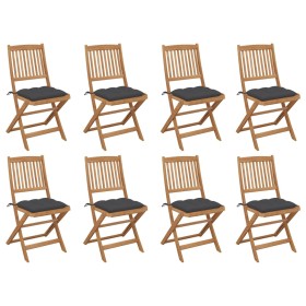 Sillas de jardín plegables 8 uds y cojines madera maciza acacia de , Sillas de jardín - Ref: Foro24-3075128, Precio: 408,42 €...