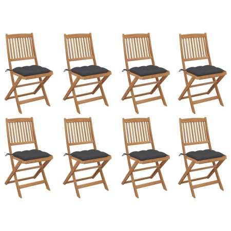 Sillas de jardín plegables 8 uds y cojines madera maciza acacia de , Sillas de jardín - Ref: Foro24-3075128, Precio: 408,42 €...