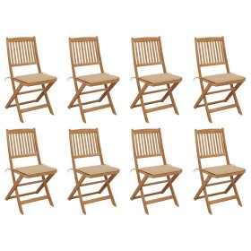 Sillas de jardín plegables 8 uds y cojines madera maciza acacia de , Sillas de jardín - Ref: Foro24-3075116, Precio: 434,34 €...