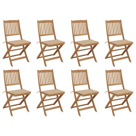 Sillas de jardín plegables 8 uds y cojines madera maciza acacia de , Sillas de jardín - Ref: Foro24-3075116, Precio: 434,34 €...