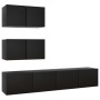 Set de muebles de salón TV 4 piezas madera de ingeniería negro de , Muebles TV - Ref: Foro24-3078815, Precio: 167,34 €, Descu...