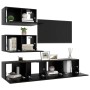 Set de muebles de salón TV 4 piezas madera de ingeniería negro de , Muebles TV - Ref: Foro24-3078815, Precio: 167,34 €, Descu...