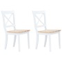 Sillas comedor 2 uds madera maciza caucho blanco y madera claro en Sillas de comedor | Comprar online en Foru.es