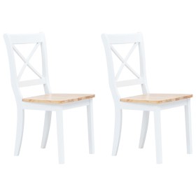 Sillas comedor 2 uds madera maciza caucho blanco y madera claro en Sillas de comedor | Comprar online en Foru.es
