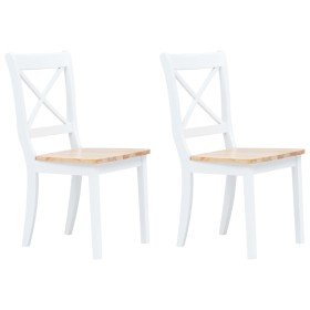 Sillas comedor 2 uds madera maciza caucho blanco y madera claro en Sillas de comedor | Comprar online en Foru.es