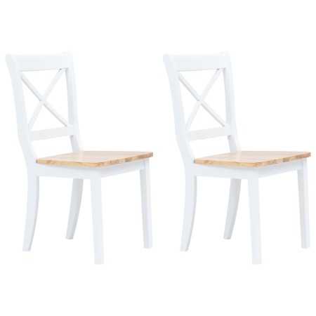 Sillas comedor 2 uds madera maciza caucho blanco y madera claro en Sillas de comedor | Comprar online en Foru.es
