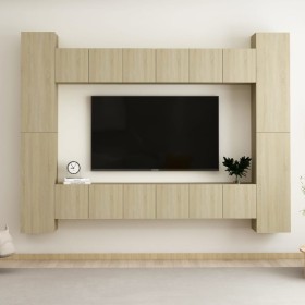 Set de muebles salón TV 10 pzas madera ingeniería roble Sonoma de , Muebles TV - Ref: Foro24-3078967, Precio: 390,39 €, Descu...